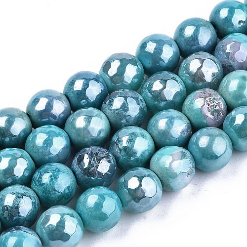Electroplate Natural Agate Beads Strands G-T131-54H-1