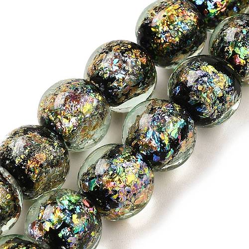 Handmade Dichroic Foil Glass Beads Strands DICH-U001-05H-1