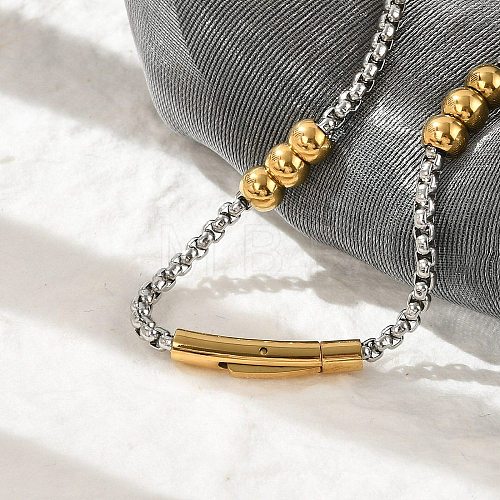 304 Stainless Steel Ball Chain Bracelets for Women Men BJEW-Z087-22GP-1