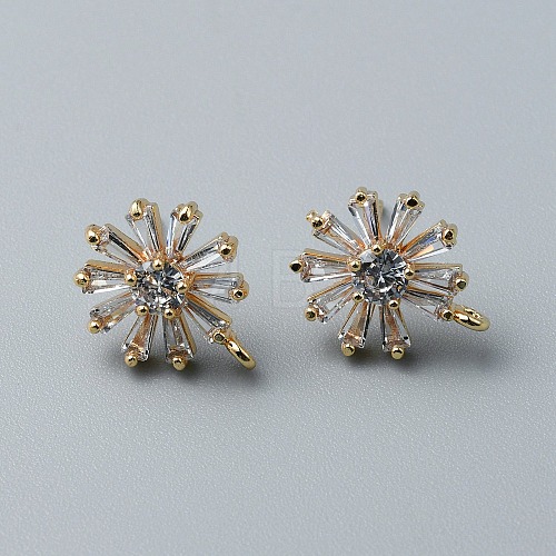 Brass Pave Clear Cubic Zirconia Stud Earrings Finding FIND-WH0152-97-1