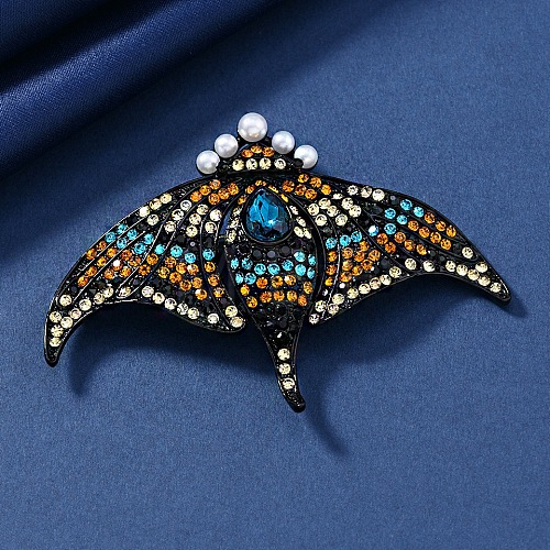 Manta Ray Alloy Rhinestone Brooches PW-WGC7FBE-02-1