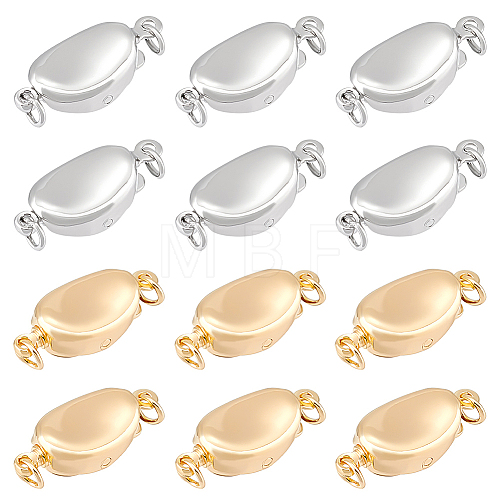 BENECREAT 12Pcs 2 Colors Oval Brass Box Clasps KK-BC0013-49-1