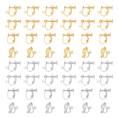 Unicraftale 48Pcs 8 Style Brass Clip-on Earring Findings KK-UN0001-63-1