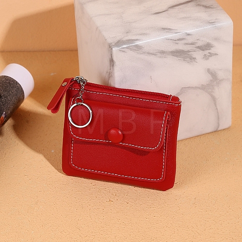 Imitation Leather Zippered Card Holder with Keyring PW-WGB6D9A-02-1