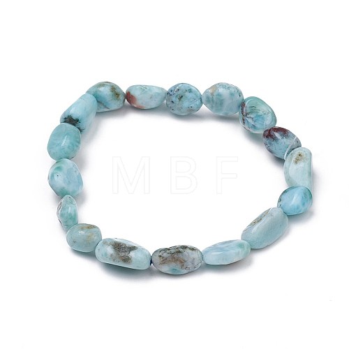 Natural Larimar Stretch Beaded Bracelets X-BJEW-K213-C21-1