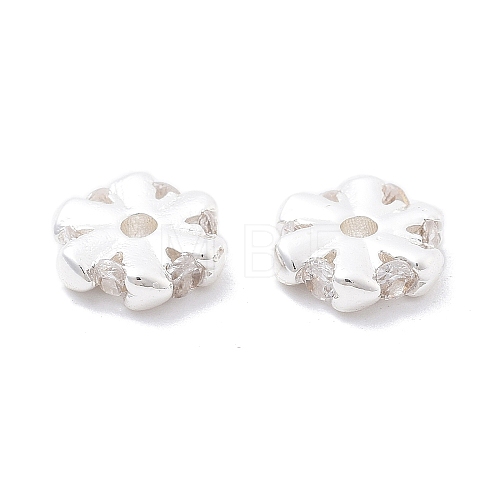 Brass Micro Pave Cubic Zirconia Beads KK-B134-38S-1