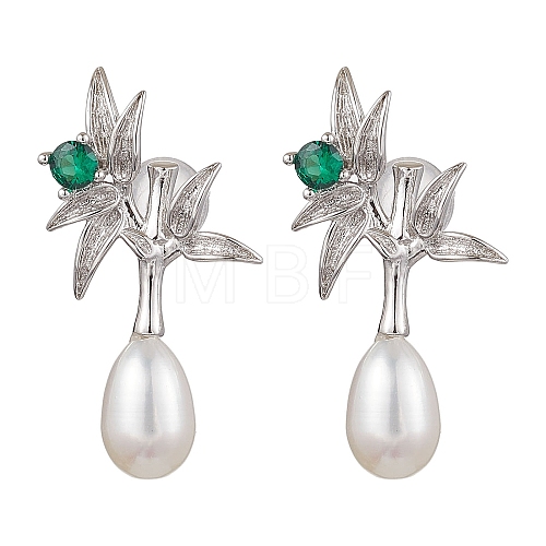 Natural Pearl Ear Studs EJEW-P286-19P-1