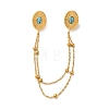 304 Stainless Steel Pave Dyed Synthetic Turquoise Hanging Chain Brooch JEWB-S021-04G-05-2