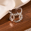 201 Stainless Steel Oval Link Chain Cuff Rings FS-WG16057-34-1