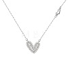 925 Sterling Silver Clear Cubic Zirconia Heart Pendant Cable Chain Necklaces for Women FS-WG5B033-01-3