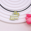 Colorful Happy Easter Acrylic Plaid Pendant Black Waxed Cord Necklaces for Women FS-WGC6641-07-1