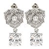 Rack Plating Brass Micro Pave Cubic Zirconia Dangle Stud Earrings EJEW-I304-12P-02-1