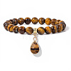 Natural Tiger Eye Beaded Stretch Bracelets PW-WGB60EB-03-1