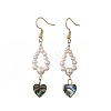 Shell Pearl & Abalone Shell/Paua Shell Beads Dangle Earrings EJEW-JE07314-02-3