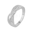 Brass Micro Pave Cubic Zirconia Finger Rings for Women FS-WG5E550-07-1
