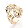 Brass Micro Pave Cubic Zirconia Cuff Open Rings KK-T080-36G-1