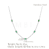 Elegant 304 Stainless Steel Pave Rectangle Green Cubic Zirconia Link Chain Necklaces for Women FB8248-1-2