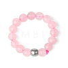 4MM Round Natural Rose Quartz Beaded Stretch Rings LS-VM0712-6-1