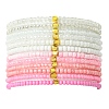 Pink Color Palette Glass Seed Beaded Stretch Bracelet Sets BJEW-MZ00102-1