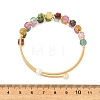 Cube Natural Tourmaline & Freshwater Pearl Beaded Copper French Wire Wrap Cuff Bangles BJEW-JB13984-01-4