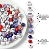 75Pcs 12 Styles Independence Day Theme Wood European Beads WOOD-FS0001-22-4