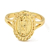 Oval with Saint Rack Plating Brass Adjustable Rings for Women RJEW-I105-03G-02-2