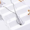 304 Stainless Steel Teardrop Pendant Cable Chain Necklaces for Women NJEW-A038-01P-1