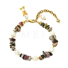 Brass Enamel Fish Charm Bracelets BJEW-JB14062-03-3