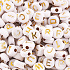 Plating Metal Enlaced Acrylic Beads PACR-CW0001-01-14