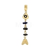 Brass Pave Cubic Zirconia Clear Cubic Zirconia & Natural Lapis Lazuli & Enamel European Dangle Charms GG-CBA3401-01G-A06-1