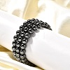 Synthetic Hematite Round Beaded Stretch Bracelet BJEW-F203-10-3