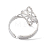 Heart with Sailor's Knot 304 Stainless Steel Hollow Open Cuff Ring for Women RJEW-E073-02P-3