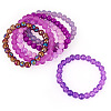 6Pcs 6 Styles 8mm Glass Round Beaded Stretch Bracelet Sets BJEW-TAC0022-3