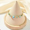 Herringbone Wire-Wrapped Natural Hemimorphite Brass Cuff Bangles BJEW-JB14039-02-2