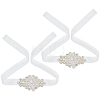 2Pcs Glass & Alloy & Polyester & Resin Flower Bouquet Ribbon DIY-FG0010-24-1