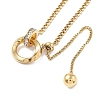 304 Stainless Steel Micro Pave Clear Cubic Zirconia Ring Pendant Twisted Chain Lariat Necklaces NJEW-P318-01G-2