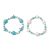 2Pcs Starfish & Turtle Synthetic Turquoise Beads Stretch Bracelets for Women BJEW-JB11921-2