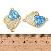 Rack Plating Brass Micro Pave Clear Cubic Zirconia Connector Charms KK-P268-20G-03-3