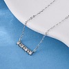 925 Sterling Silver Micro Pave Clear Cubic Zirconia Rectangle Pendant Necklaces for Women NJEW-D316-02P-3