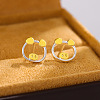 Hollow Brass Enamel Stud Earrings WG87257-01-4
