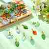 48Pcs 8 Styles Glass Pendants PALLOY-YW00220-5