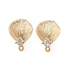 Brass with Clear Cubic Zirconia Stud Earring Findings KK-G491-57B-G-1