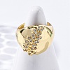 Brass Micro Pave Clear Cubic Zirconia Cuff Rings for Women RJEW-U043-03G-2