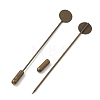 Brass Flat Stick Lapel Pins Round Base Settings Brooch Findings KK-H283-01AB-02-2