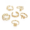 6Pcs 6 Styles Brass Micro Pave Clear Cubic Zirconia Cuff Rings RJEW-LS0001-43G-4