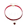 Alloy & Velvet Heart Pendant Choker Necklaces for Women WGC7319-01-2