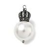 Brass Micro Pave Clear Cubic Zirconia and Creamy White Imitation Pearl Pendants KK-A300-13B-B-1