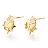 925 Sterling Silver Stud Earring Findings Micro Pave Cubic Zirconia STER-T007-22G-3