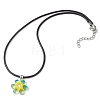 Glass Rhinestone & Glass Seed Beads Beaded Flower Pendant Necklaces NJEW-MZ00078-6