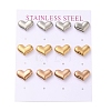 Ion Plating(IP) 304 Stainless Steel Heart Stud Earrings EJEW-C099-12-1